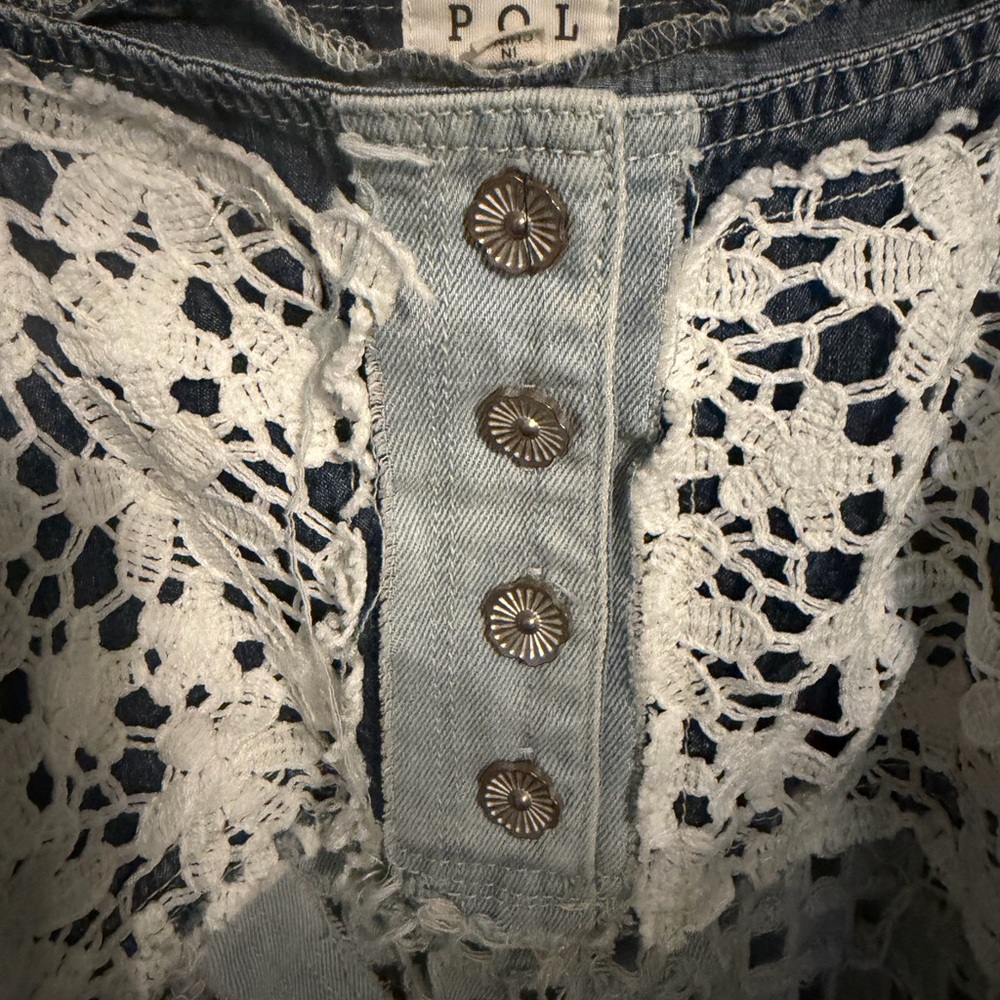 POL Denim tunic/dress boho western adjustable straps, true to size fit, small - Picture 10 of 14